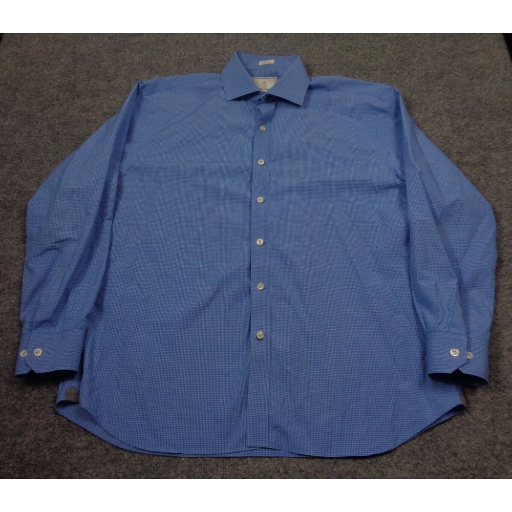 Todd Snyder Shirt Mens 17 Blue Micro Check Button Down Summerweight Long Sleeve